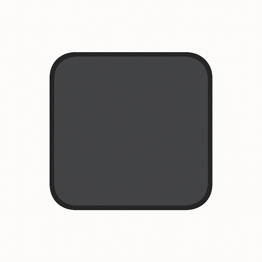 Dark grey square with round corners, flat shaded, hyper casual game.
Single Game Texture. In-Game asset. 2d. Blank background. High contrast. No shadows.