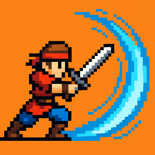 pixel art, swordsman attack, send shockwaves.
In-Game asset.  2d.  High contrast.  No shadows