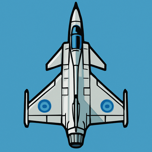 Jas Gripen 39 riktad upp.
In-Game asset.  2d.  High contrast.  No shadows