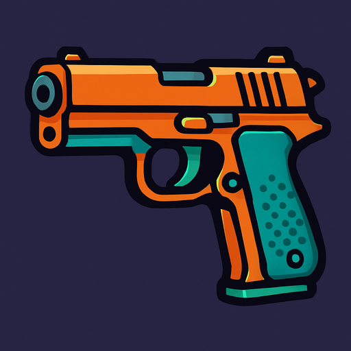 gun.
In-Game asset.  2d.  High contrast.  No shadows