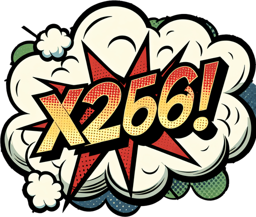 text popup "x256!".
comic style