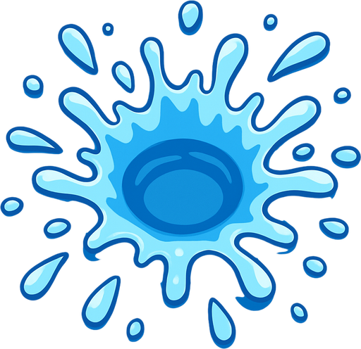 cold water splash 2d illustration. top-view perspective.
In-Game asset.  2d.  High contrast.  No shadows