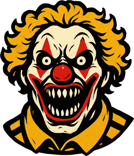 mcdonalds clown scary head.
In-Game asset.  2d.  High contrast.  No shadows