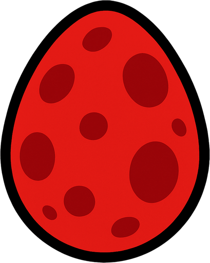 Make a red egg with dark red spots.
In-Game asset.  2d.  High contrast.  No shadows