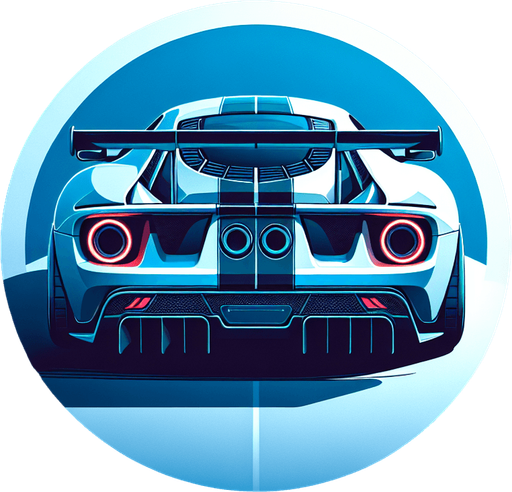 Back of blue and white colour Bugatti.
Single Game Texture. In-Game asset. 2d. Blank background. High contrast. No shadows.