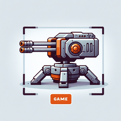 turret.
Single Game Texture. In-Game asset. 2d. Blank background. High contrast. No shadows.
less futuristic orange and silver colored shoots normal bullets two rifles