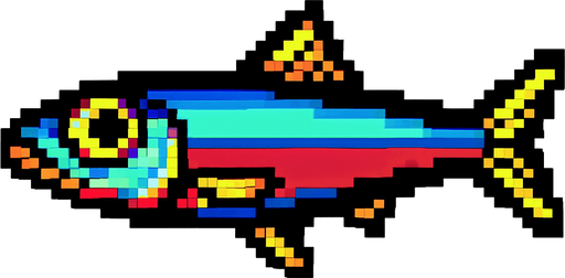 An anchovy. 80s arcade machine graphics. 
Swimming Side profile. White background. 
In-Game asset.  2d.  High contrast.  No shadows