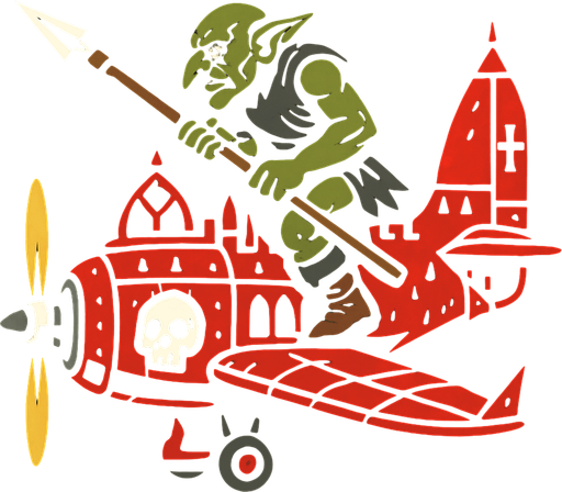 goblin spear ghotic fantasy warplane. side scroller.
In-Game asset.  2d.  High contrast.  No shadows