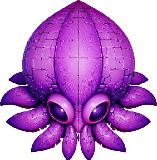 top down image purple squid alien.
Single Game Texture.  In-Game asset.  2d.  Blank background.  High contrast.  No shadows