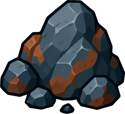 Iron cevheri - yazısız.
In-Game asset.  2d.  High contrast.  No shadows