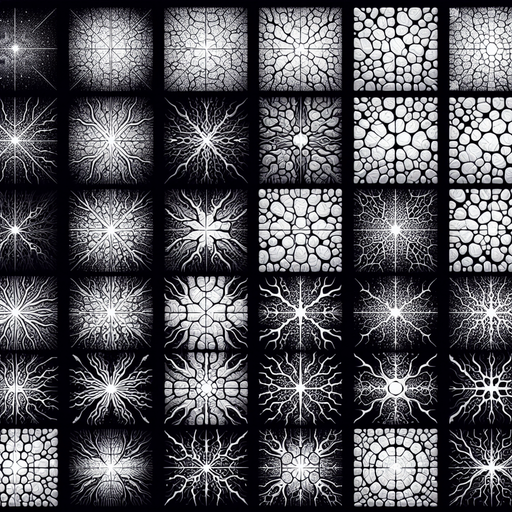 2d sprite sheet of white cracks. black background