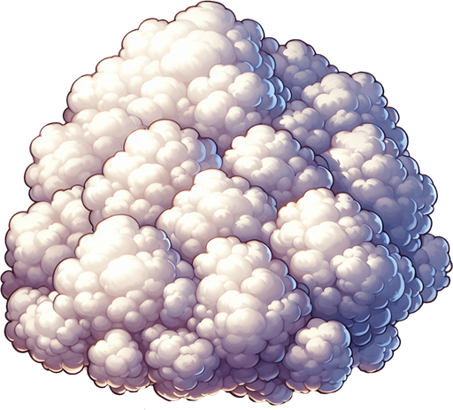 bunch clouds.
Single Game Texture.  In-Game asset.  Blank background.  High contrast.