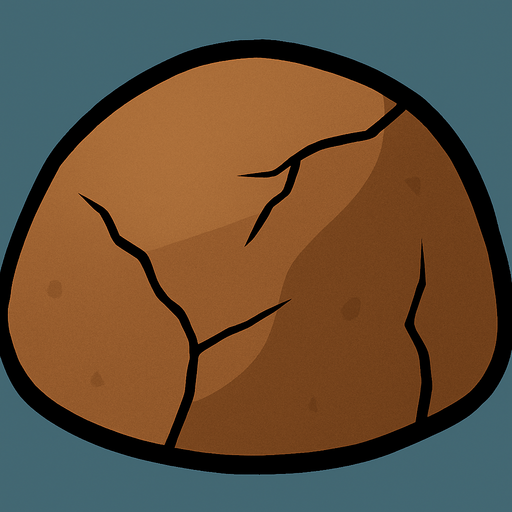smaller rock, more rounded, really thick black outline, same brown color