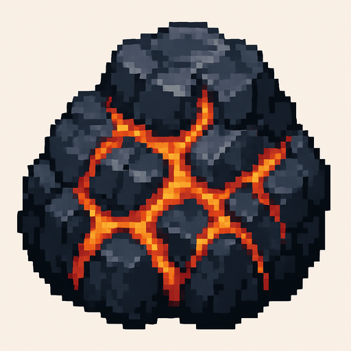 roca magma.
In-Game asset.  2d.  High contrast.  No shadows. pixelart