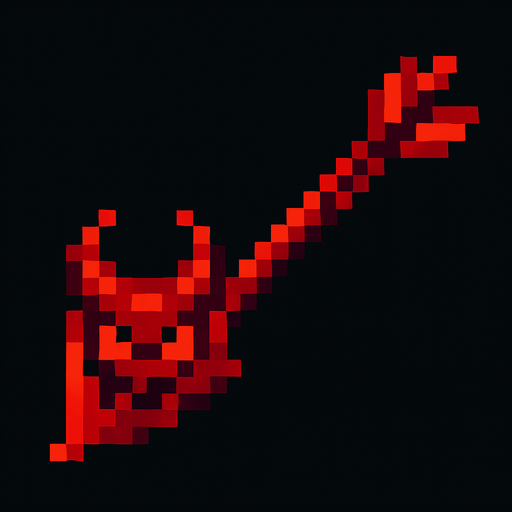Flecha maligna, de color rojo, pixelar.
In-Game asset.  2d.  High contrast.  No shadows