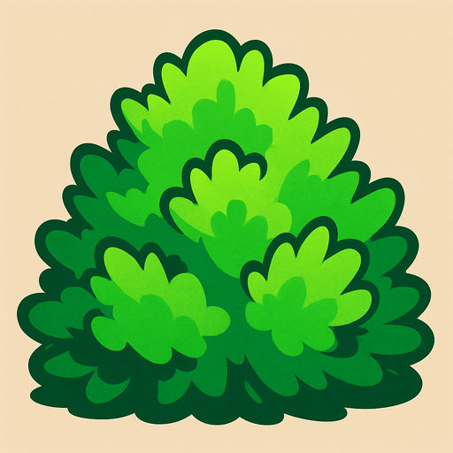 Green bush.
In-Game asset.  2d.  High contrast.  No shadows