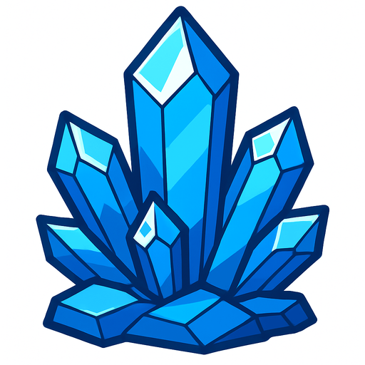 blue crystal.
In-Game asset.  2d.  High contrast.  No shadows