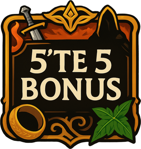 Çerçeve içinde "5'te 5 BONUS" yazsın. LOTR temalı olacak. Dikkat çekici bir popup bu..
In-Game asset.  2d.  High contrast.  No shadows