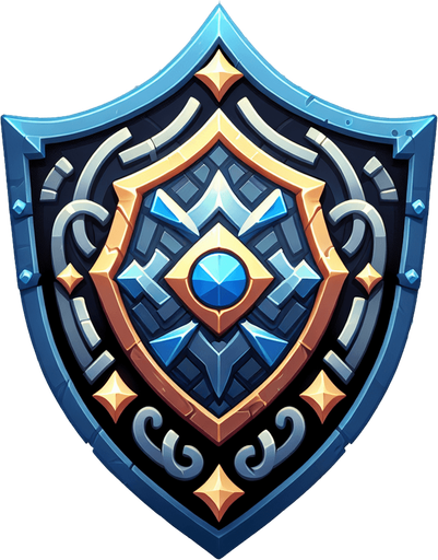 Shield icon.
Single Game Texture.  In-Game asset.  2d.  Blank background.  No shadows