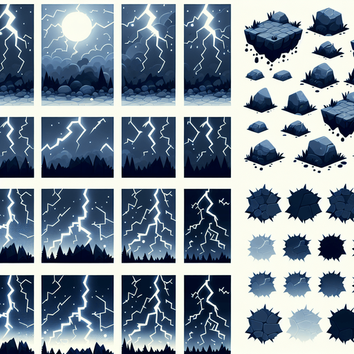lightning.
Single Game Texture. In-Game asset. 2d. Blank background. High contrast. No shadows.