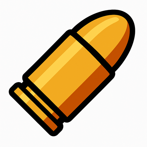 2d revolver bullet.
In-Game asset.  2d.  High contrast.  No shadows
