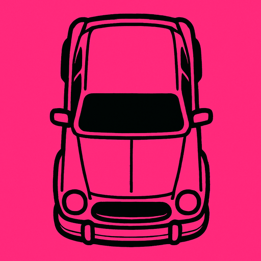 pembe renk araba üstten çekilmiş.
In-Game asset.  2d.  High contrast.  No shadows