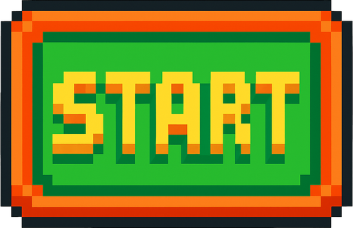 Start button, pixel art.
In-Game asset.  2d.  High contrast.  No shadows