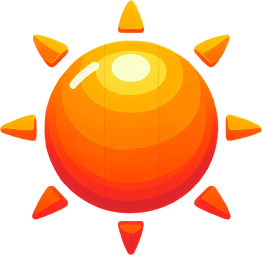 The sun. 
Single Game Texture. In-Game asset. 2d. Blank background. High contrast. No shadows.