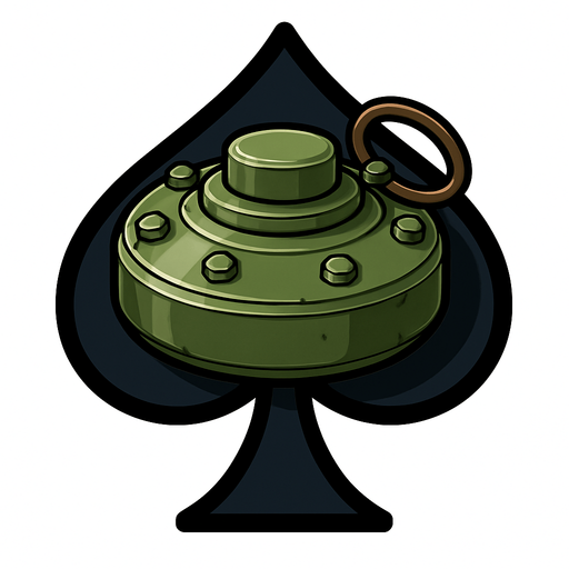 Just the spade from this image with a land mine in the center of it.