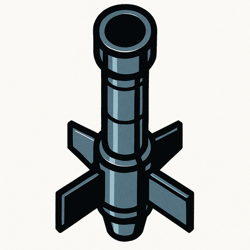 roket namlusu kuş bakışı ,üstten görünüm..
In-Game asset.  2d.  High contrast.  No shadows