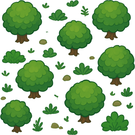 forest tile on top viewing.
In-Game asset.  2d.  No shadows