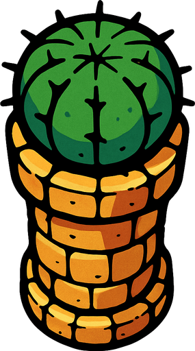 torre con captus desde arriba.
In-Game asset.  2d.  High contrast.  No shadows