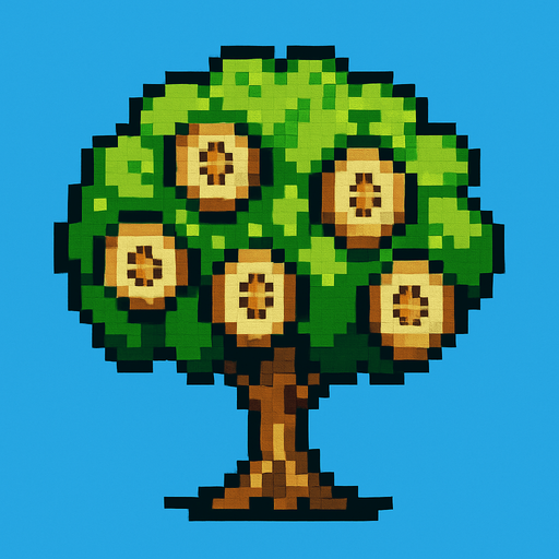 Kiwi tree 8bit.
In-Game asset.  2d.  High contrast.  No shadows