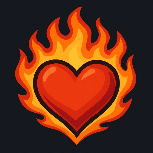 flame heart.
In-Game asset.  2d.  High contrast.  No shadows
