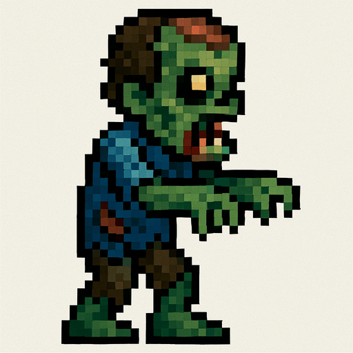 terraria oyunundaki gibi bir zombi.
In-Game asset.  2d.  High contrast.  No shadows