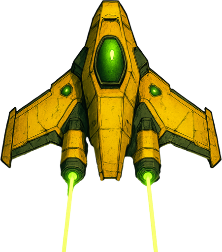 poisonous yellow laser spaceship top view.