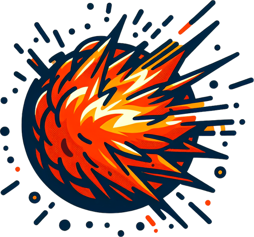 Side view bullet blast, fireball, game asset
Single Game Texture. In-Game asset. 2d. Blank background. High contrast. No shadows.