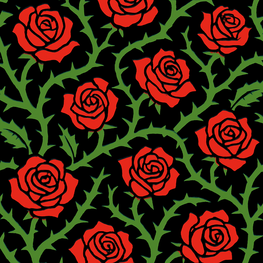 Fond d'écran roses epineuses.
In-Game asset.  2d.  High contrast.  No shadows