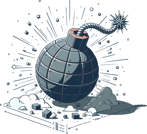 Explosion bomb.
Single Game Texture.  In-Game asset.  2d.  Blank background.  High contrast.  No shadows