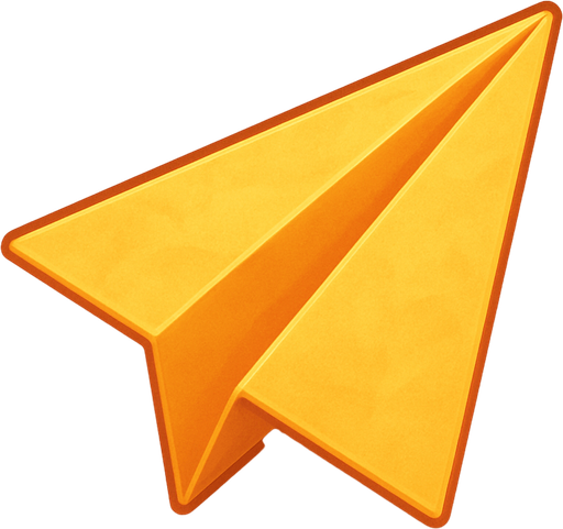 A paper plane. Cute soft graphics. soft ambient light. semi-matte to satin surfaces. naturalistic with slight saturation boost colors. 
In-Game asset.  2d.  High contrast.  No shadows. top down..
In-Game asset.  2d.  High contrast.  No shadows