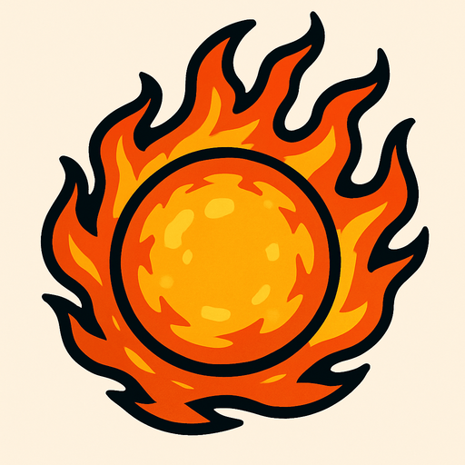 round Fire ball.
In-Game asset.  2d.  High contrast.  No shadows