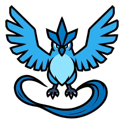 Articuno visto desde arriba.
In-Game asset.  2d.  High contrast.  No shadows