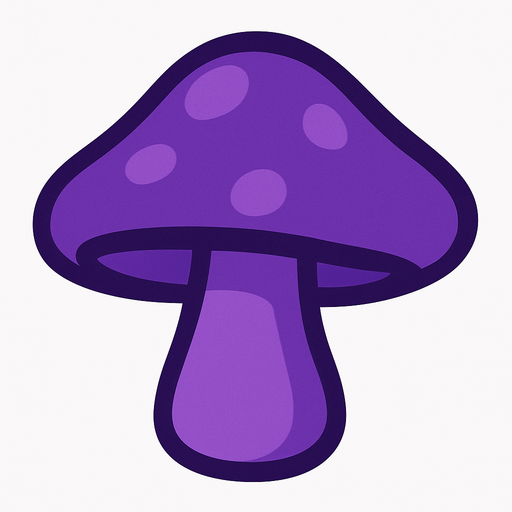 Purple mushroom.
In-Game asset.  2d.  High contrast.  No shadows. Very simple