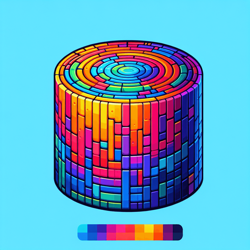 Make a colorful cylender.
Single Game Texture. In-Game asset. 2d. Blank background. High contrast. No shadows.