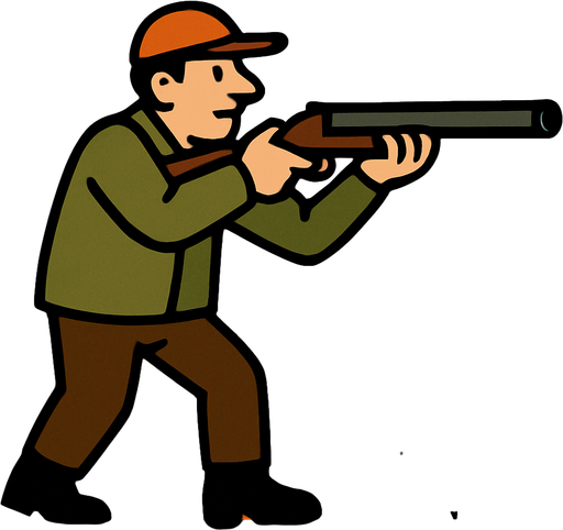 2d hroizontal sidescroller average year country man is the hunter. holld shootgun and ready shoot.
In-Game asset.  2d.  High contrast.  No shadows