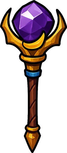 Magician's staff.
In-Game asset.  2d.  High contrast.  No shadows