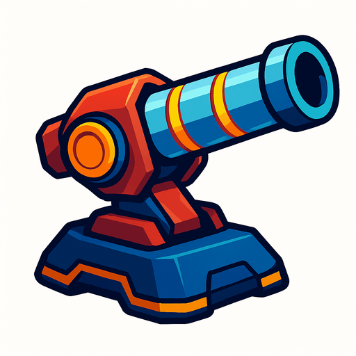 space shooter cannon.
In-Game asset.  2d.  High contrast.  No shadows