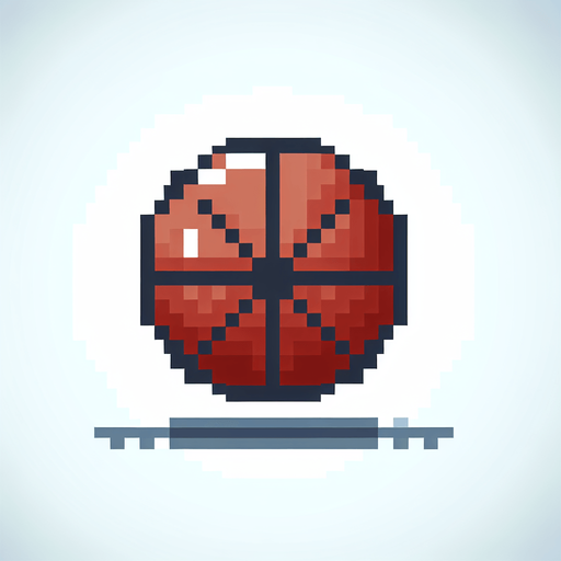 perfectly round basketball ball. pixelated. 8 bit..
Single Game Texture. In-Game asset. 2d. Blank background. High contrast. No shadows.