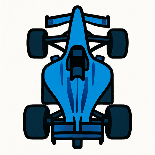 Blue F1 from a bird's eye view..
In-Game asset.  2d.  High contrast.  No shadows
