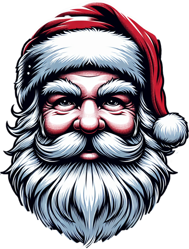 Santa's face.
Single Game Texture. In-Game asset. 2d. Blank background. High contrast. No shadows.
